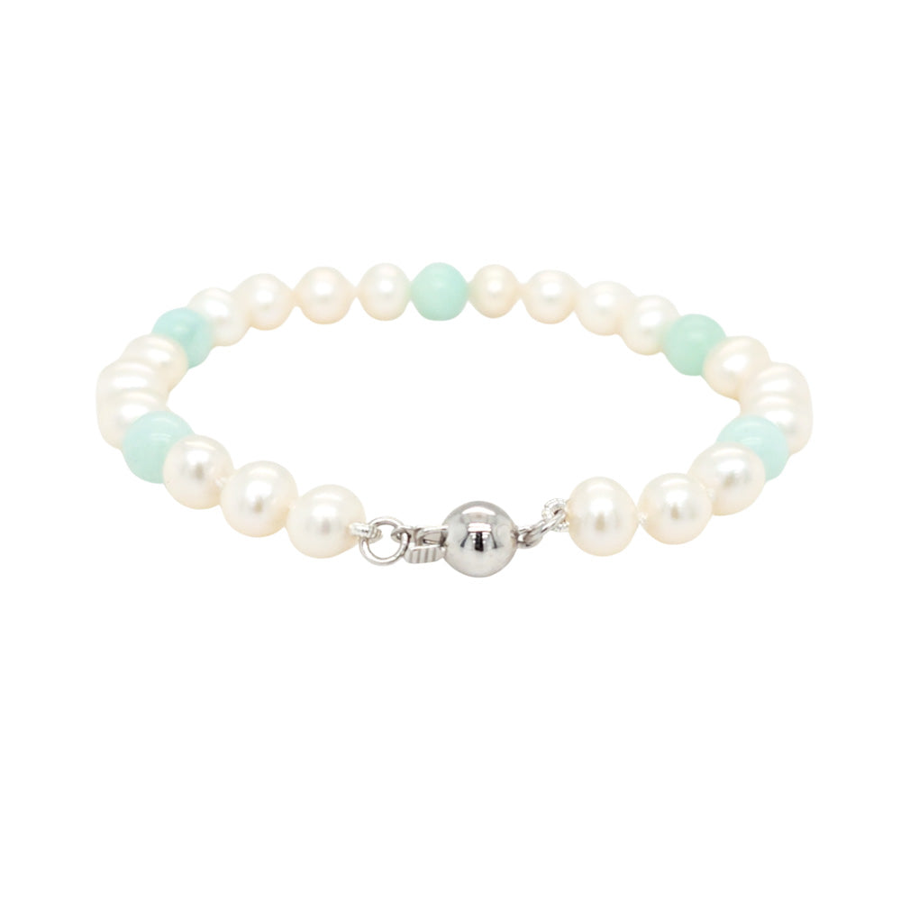 Fresh water Pearl and Amazonite Beads Bracelet