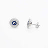 Rhodium plated 10 mm Evil Eye Silver Stud Earrings