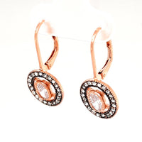 Rose Gold Plated Silver Crystal Oval Shape