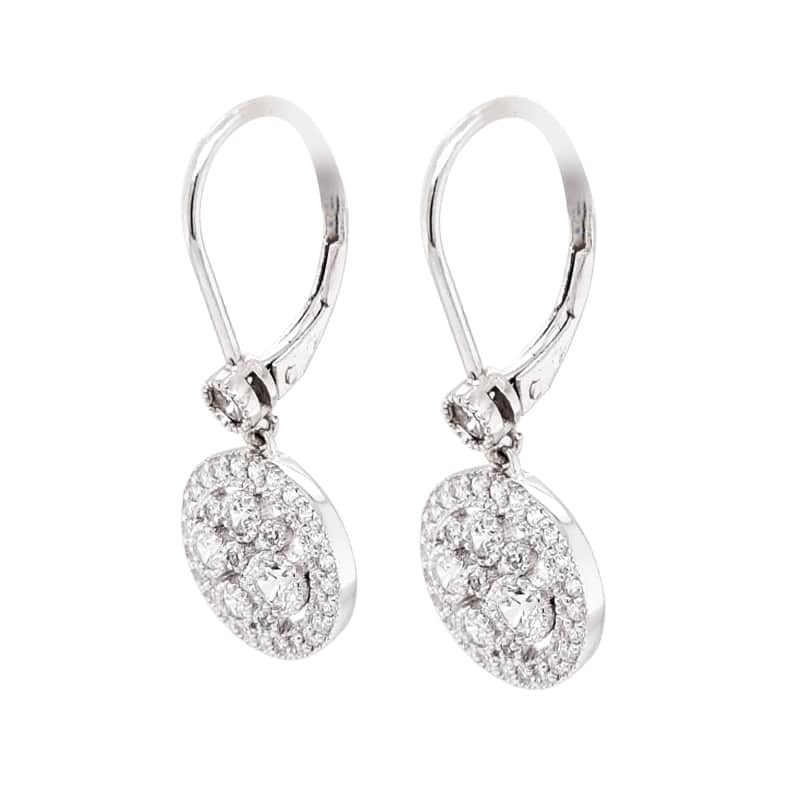 Rhodium Plated Silver Pebble Earrings