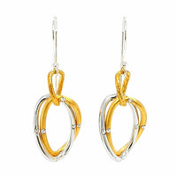 Two Tone Multi Row Dangle Earrings