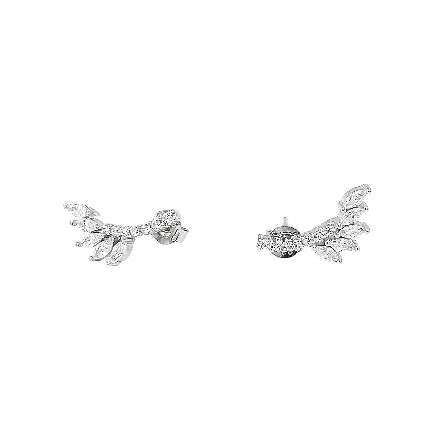 Sterling Silver Marquise CZ Climber Stud Earrings