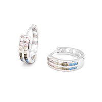 Spectral Colour CZ Sterling Silver Huggie