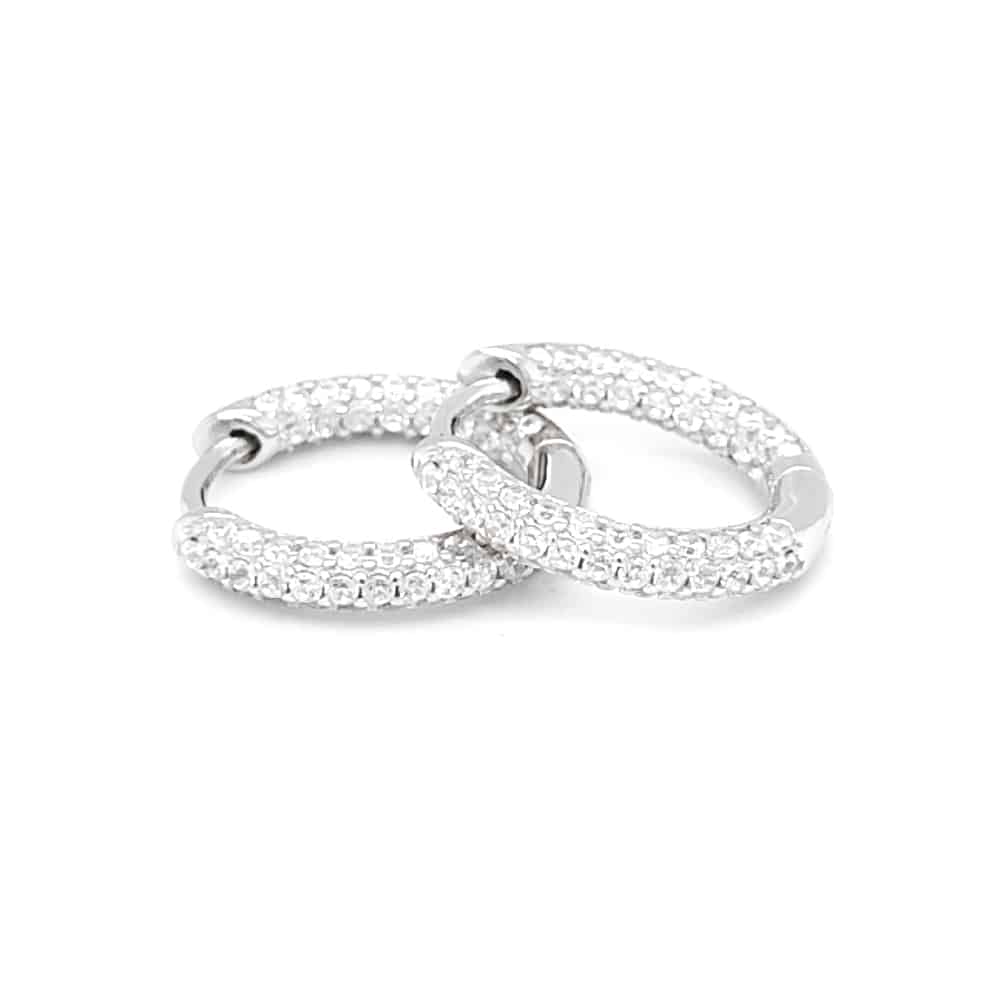 CZ Paved Sterling Silver Huggie
