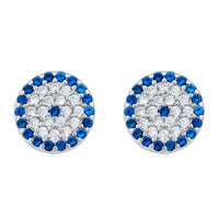 8 mm Evil Eye Silver Stud Earrings