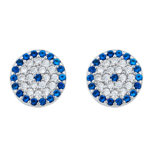 8 mm Evil Eye Silver Stud Earrings