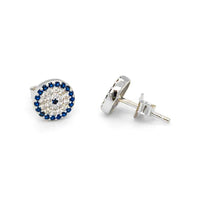 8 mm Evil Eye Silver Stud Earrings