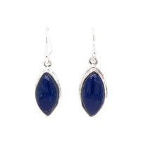 Boat Shape Lapis Lazuli Silver Earrings