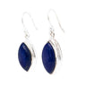 Boat Shape Lapis Lazuli Silver Earrings