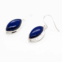 Boat Shape Lapis Lazuli Silver Earrings