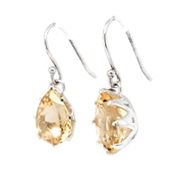 Citrine Tear Drop Claw-Set Earrings