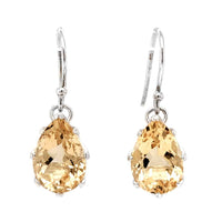 Citrine Tear Drop Claw-Set Earrings