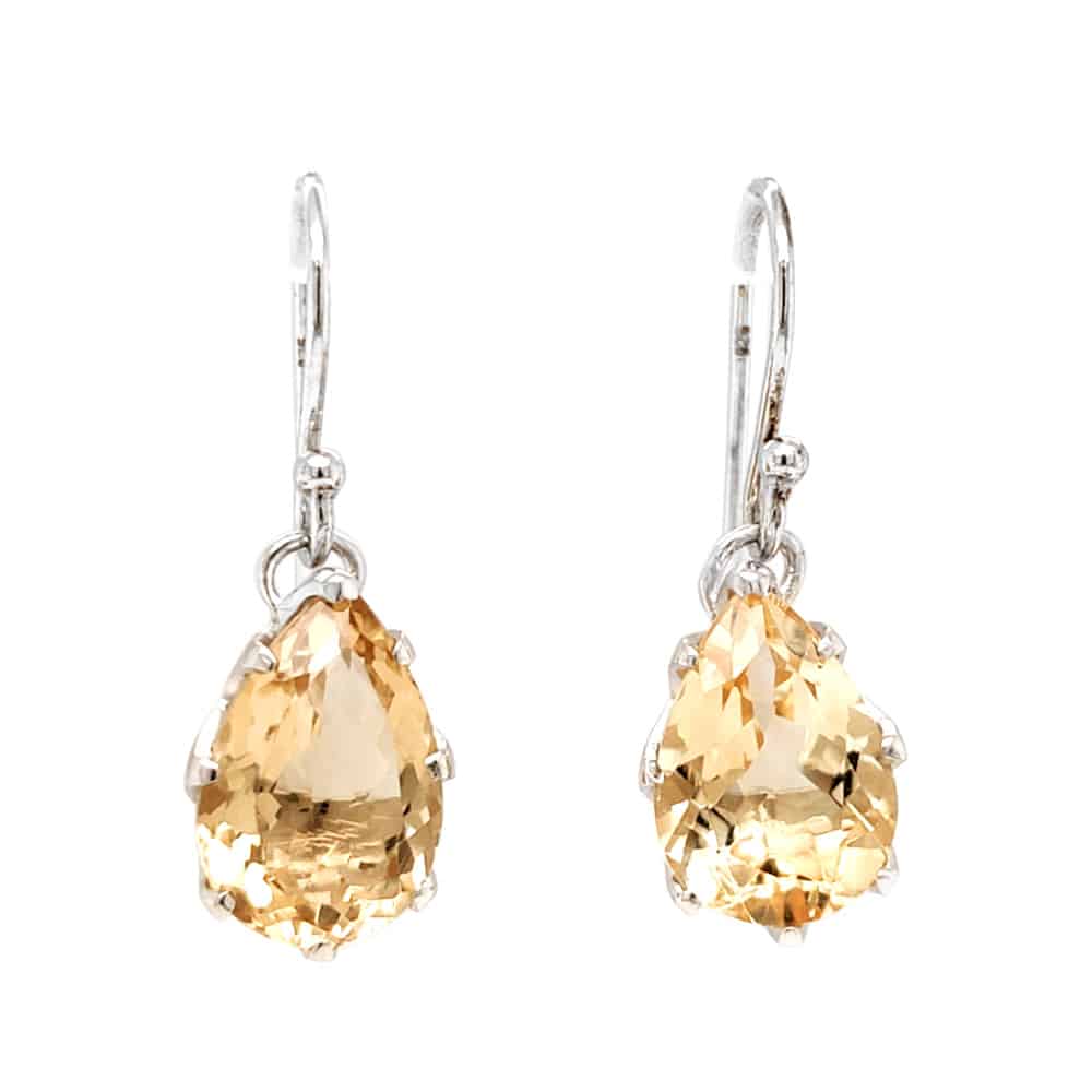 Citrine Tear Drop Claw-Set Earrings