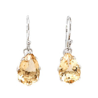 Citrine Tear Drop Claw-Set Earrings