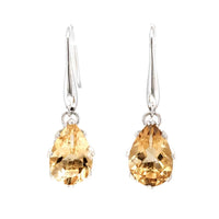 Citrine Tear Drop Claw-Set Earrings