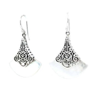 MOP Fan Silver Earrings
