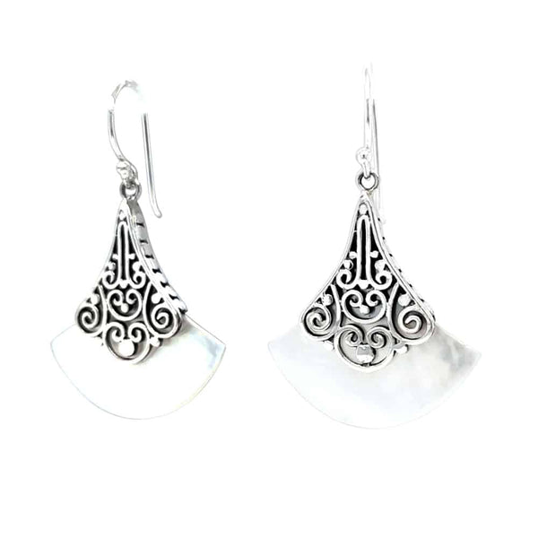 MOP Fan Silver Earrings