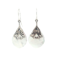 MOP Drop Shape Silver Earrings