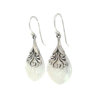 MOP Drop Shape Silver Earrings