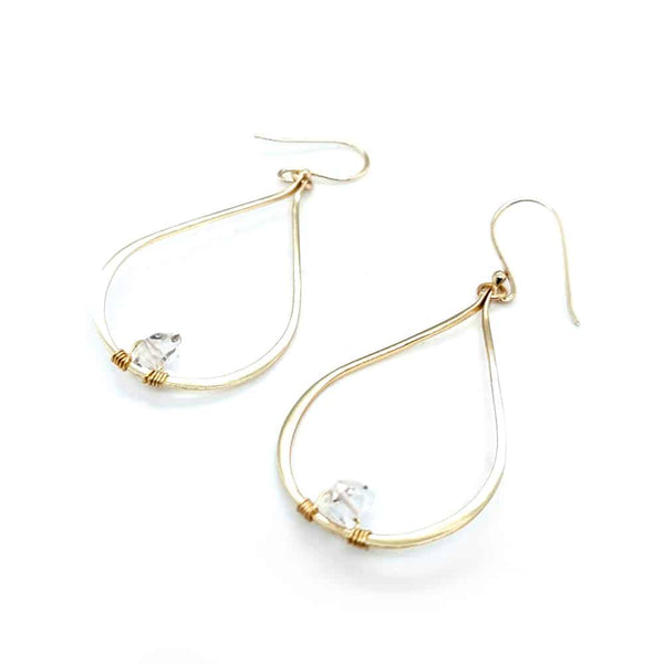 Herkimer Diamond Sterling Silver Earrings Yellow Gold