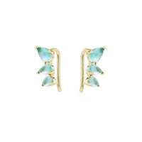Yellow Gold Plated Aqua Calcite Silver Earrings