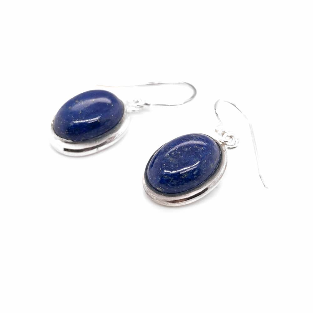 Oval Shape Lapis Lazuli Silver Earrings