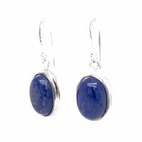 Oval Shape Lapis Lazuli Silver Earrings