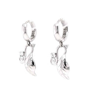 Silver Leaf Hoops Earrings