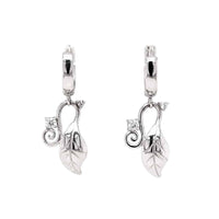 Silver Leaf Hoops Earrings