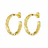 Gold Plated Silver Beaten Hoop Earrings