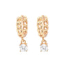 Gold Plated Sterling Silver with CZ Pendant Cuban Chain Hoops