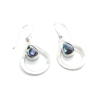 Paua Shell Tear Drop Shape Silver Earrings