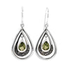 Peridot Tear Drop Shape Silver Earrings