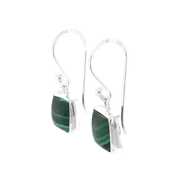 Malachite Square Silver Earrings