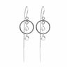 Sterling Silver Circle & Balls Chain Earrings