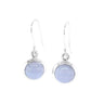 Round Blue Lace Agate Silver Earrings