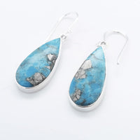 Copper Turquoise Tear- drop Silver Earrings