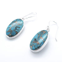 Copper Turquoise Oval Silver Earrings