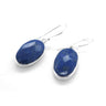 Faced Cut Oval Lapis Lazuli Silver Earrings