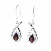 Garnet Silver Earrings