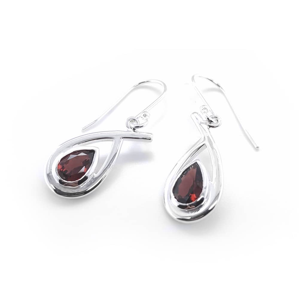 Garnet Silver Earrings