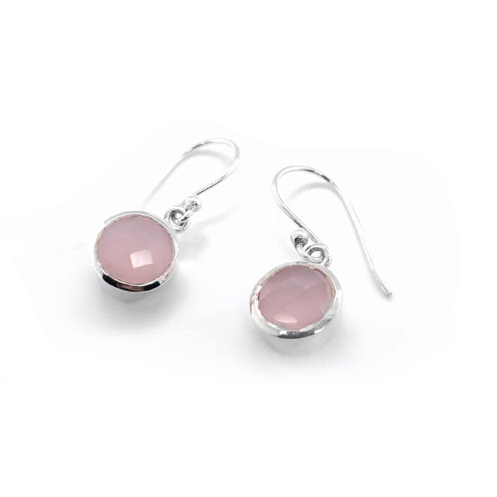 Rose Quartz Silver Earrings