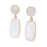 Rainbow Moon Stone Stud Drop Earrings