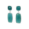 Green Onyx Stud Drop Silver Earrings