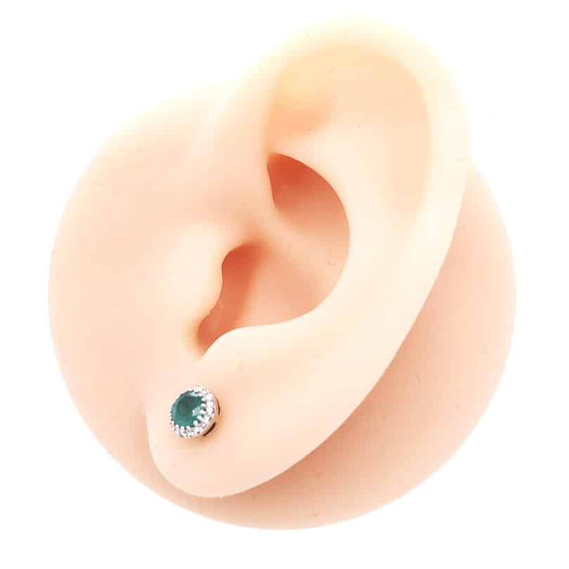 9K Yellow Gold 0.05ct Diamond Emerald Earrings