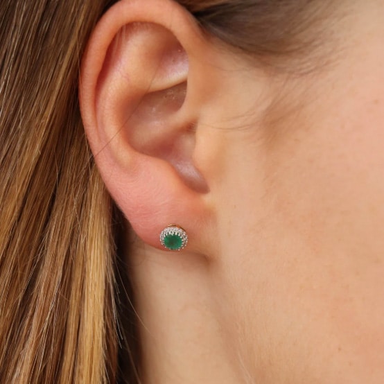 9K Yellow Gold 0.05ct Diamond Emerald Earrings
