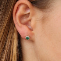 9K Yellow Gold 0.05ct Diamond Emerald Earrings
