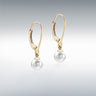9K Yellow Gold 6mm Freshwater Pearl Drop Earrings