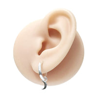 Crecent Moon Silver Huggie Earrings