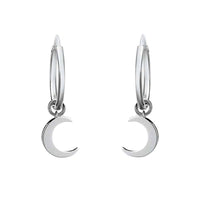 Crecent Moon Silver Huggie Earrings
